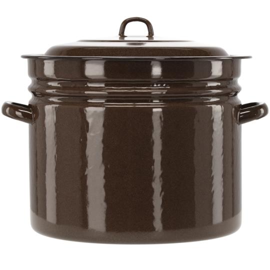 Zománcozott lábas fedővel 40 l – 40 cm, barna