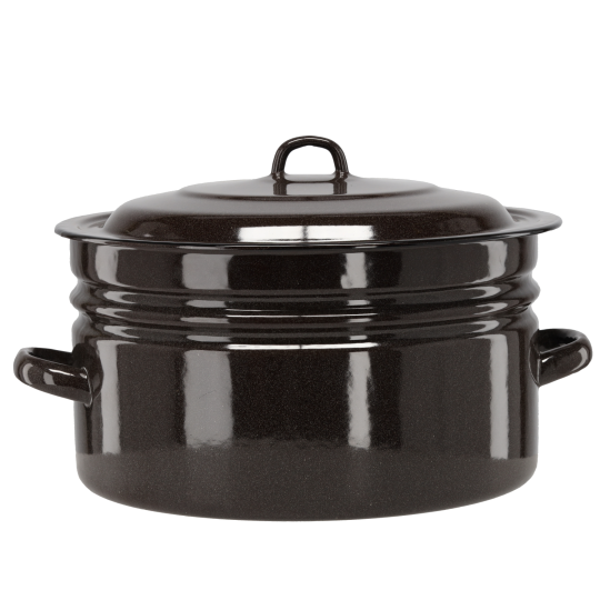 Zománcozott fazék fedővel 25 l – 40 cm, barna