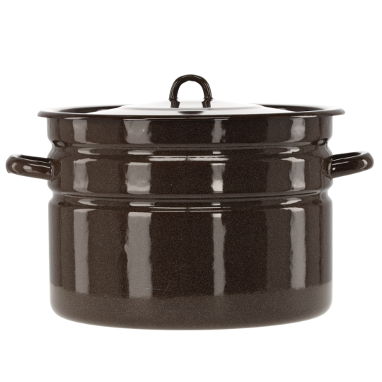 Zománcozott fazék fedővel 16 l – 32 cm, barna