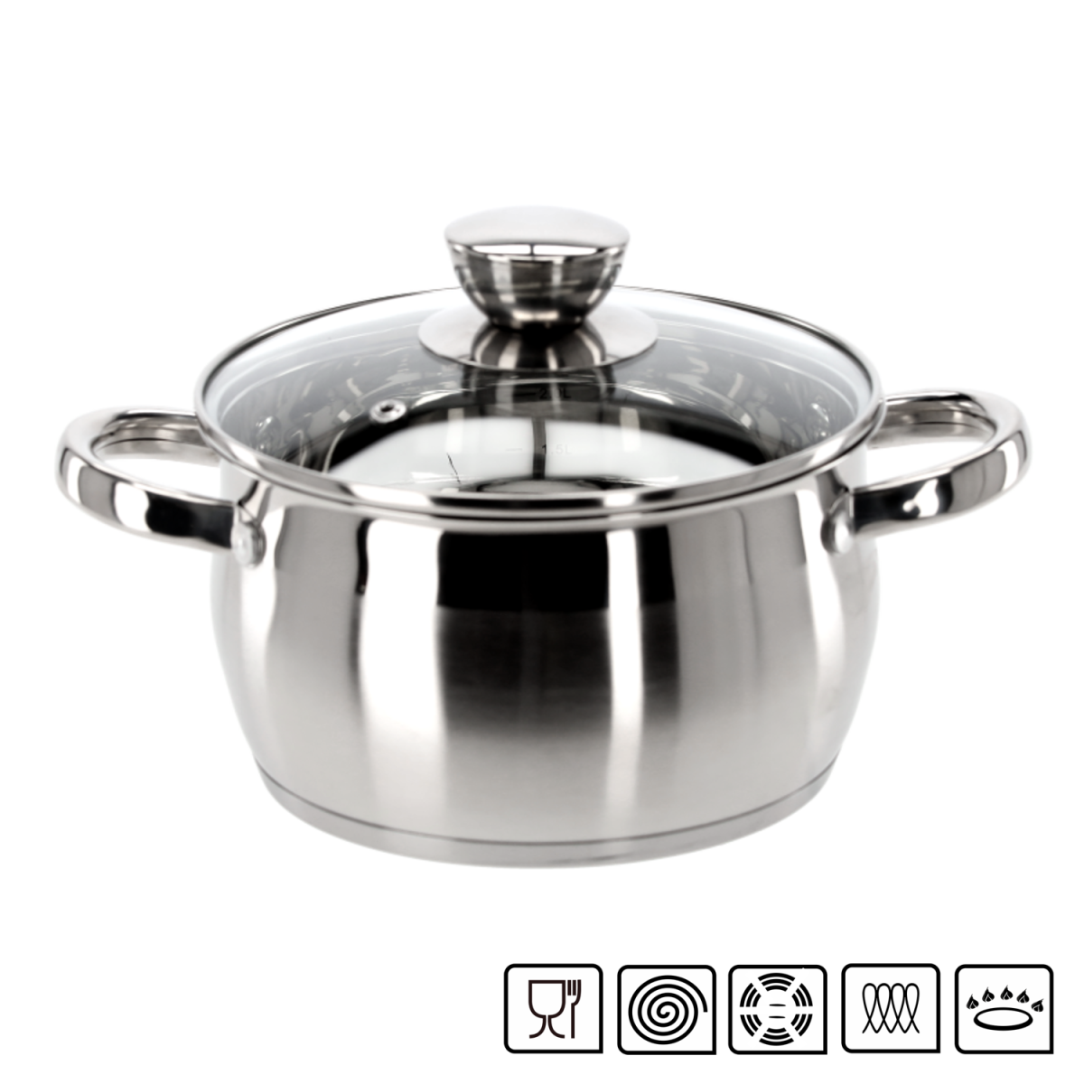 Belly rozsdamentes fazék fedővel 2 l – 18 cm