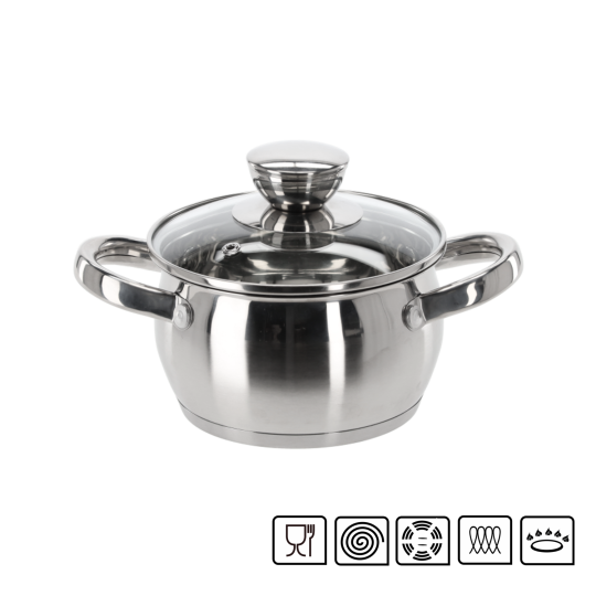 Rozsdamentes fazék Belly fedővel 1 l – 14 cm