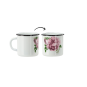 Zománcozott bögre Bazsarózsa Laura 0,5 l – 8 cm, fehér