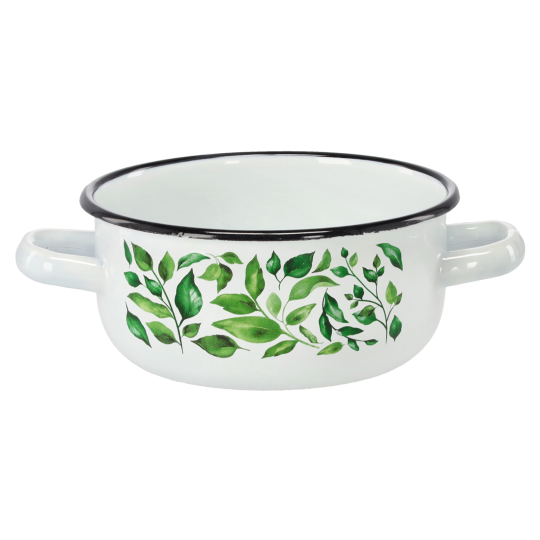 Fikus zománcozott fazék két fogantyúval 1,5 l – 16 cm, fehér