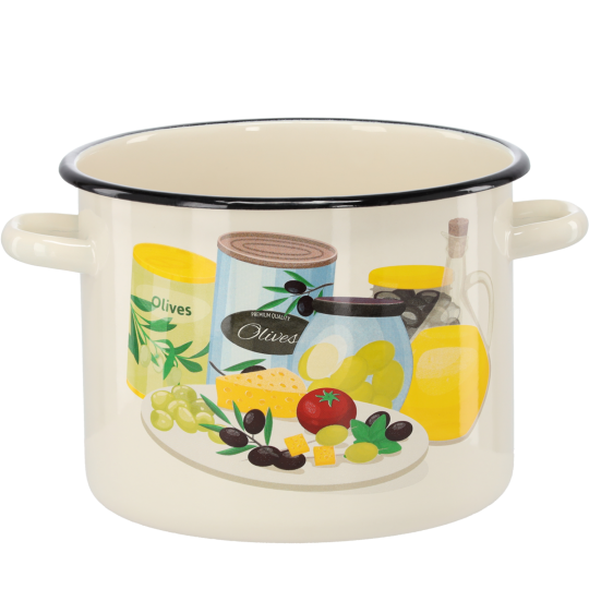 Zománcozott fazék Olajfa 5,5 l – 22 cm, krémszínű