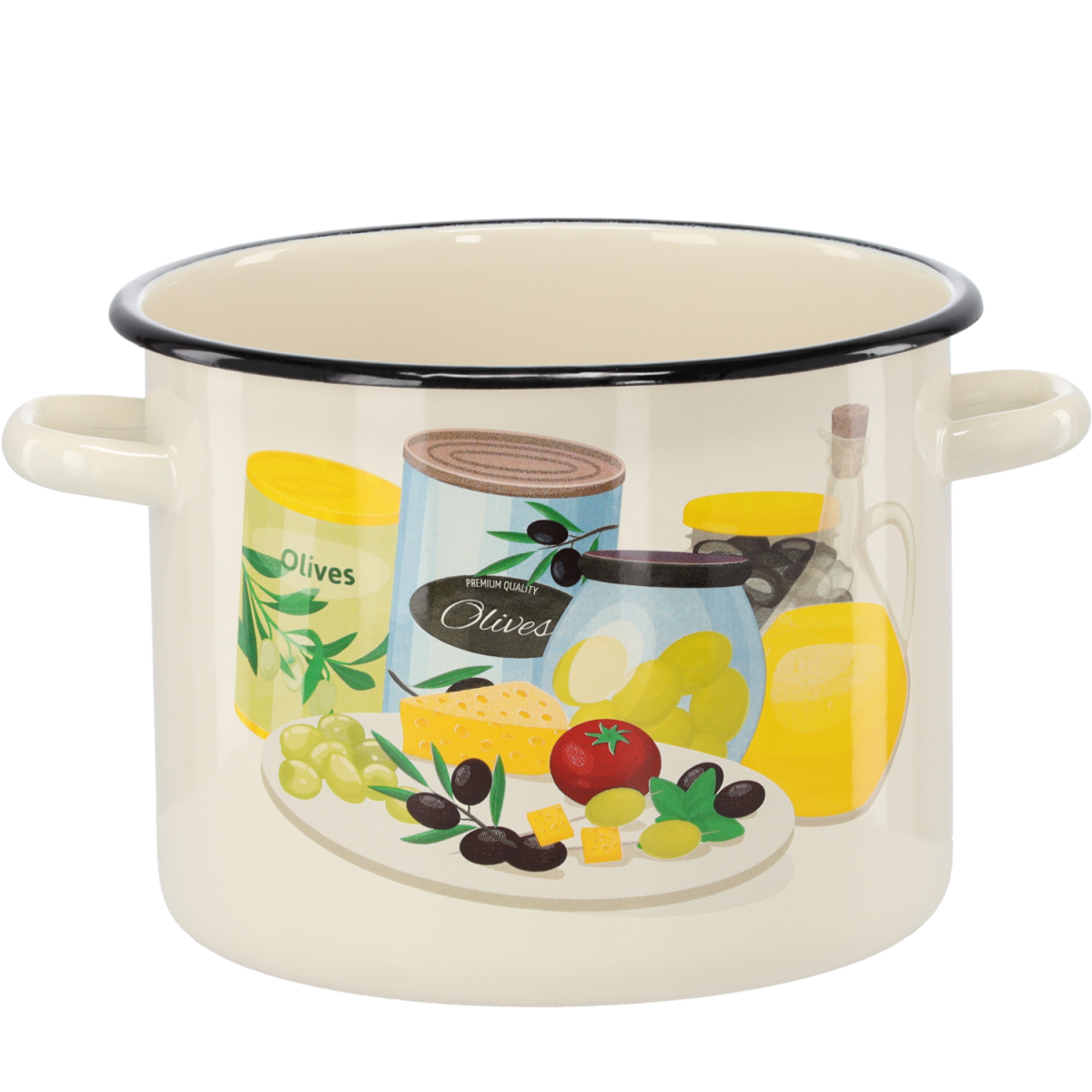 Zománcozott fazék Olajfa 5,5 l – 22 cm, krémszínű