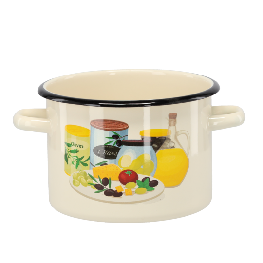 Zománcozott fazék Olívafa 3 l – 18 cm, krémszínű