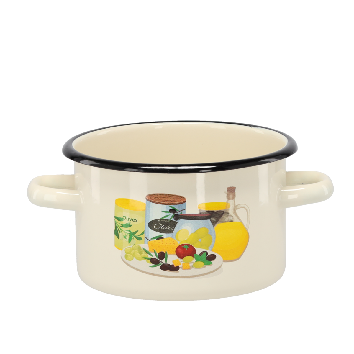 Zománcozott fazék Olajfa 2 l – 16 cm, krémszínű