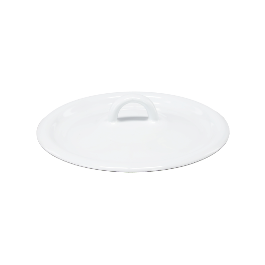 Fehér/krémszínű zománcozott fedő 16 cm
