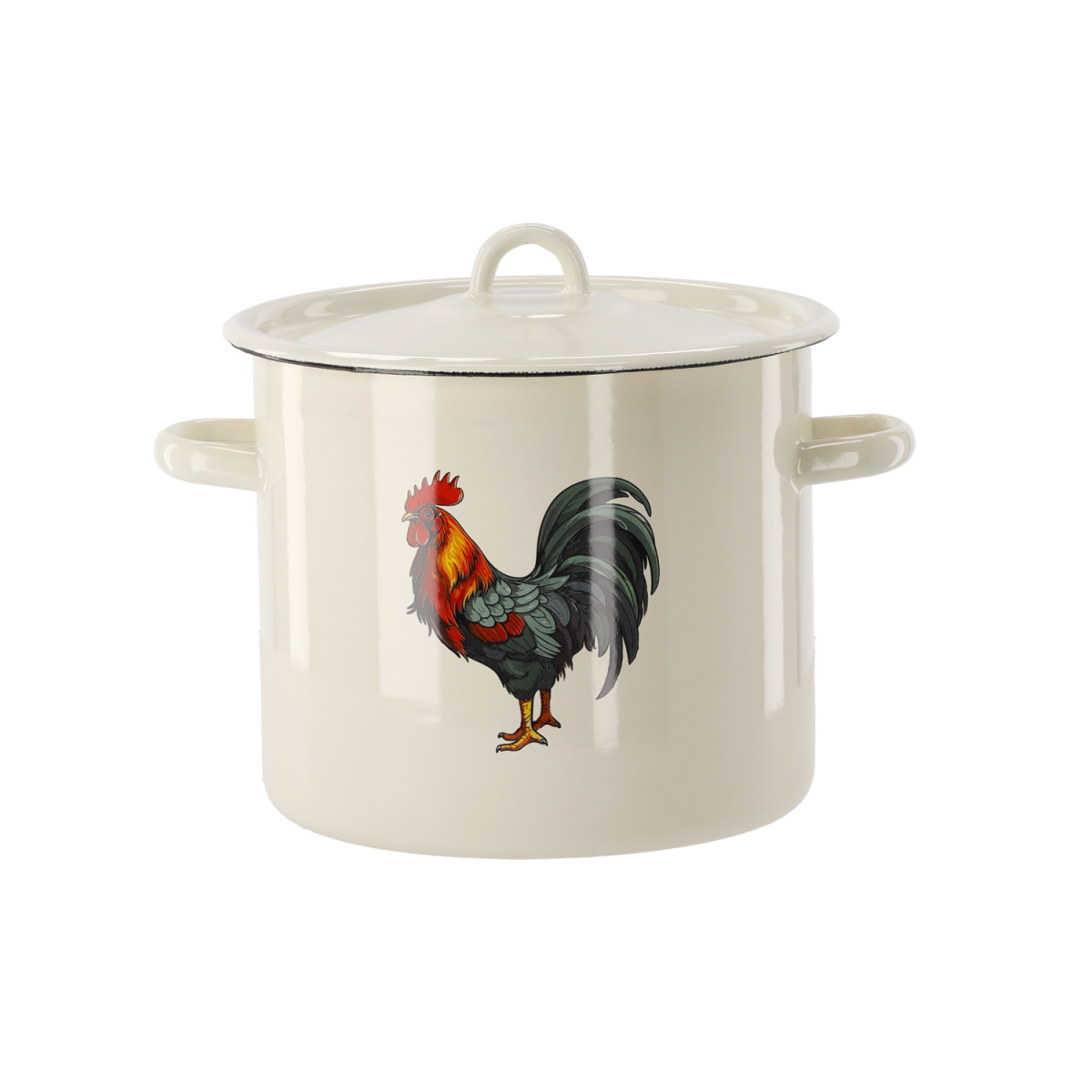 Zománcozott fazék Kakas 7 l – 22 cm, krémszínű