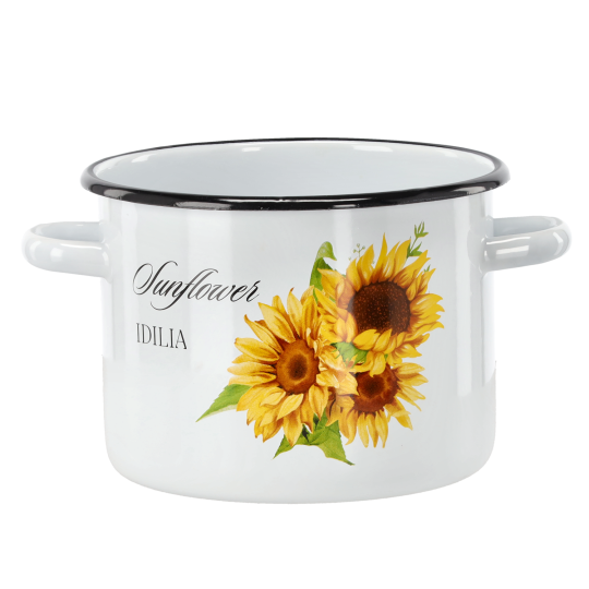 Zománcozott fazék Napraforgó 4,5 l – 20 cm, fehér