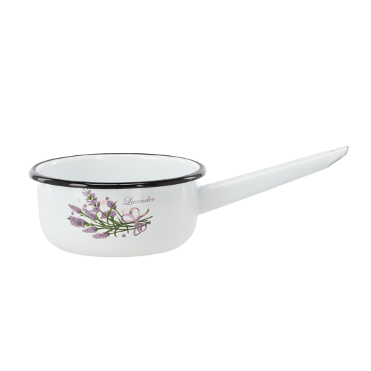 Zománcozott fazék Levendula fogantyúval 1,5 l – 16 cm, fehér
