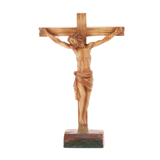 Álló kereszt Jézus alakjával 19 × 7,5 × 29,5 cm, műgyanta