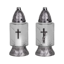 Sírmécses Grave üveg Kereszt 24 cm, 20 óra - csomag 9 db