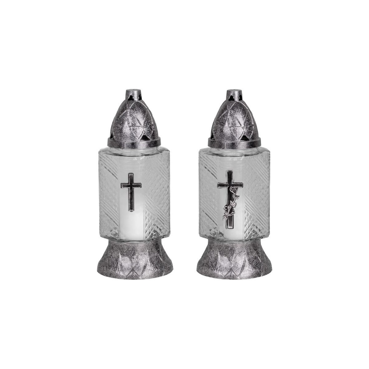 Sírmécses Grave üveg Kereszt 24 cm, 20 óra - csomag 9 db