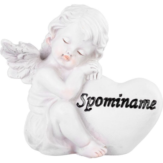 Sírdekoráció MagicHome Angyal szívvel 11 × 7,9 × 10,1 cm, polireszin