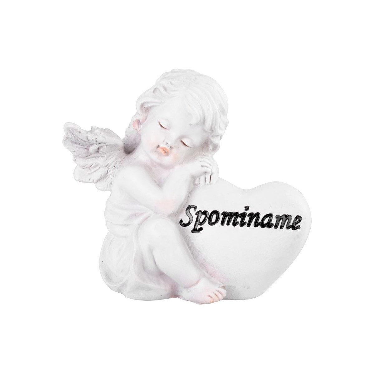 Sírdekoráció MagicHome Angyal szívvel 11 × 7,9 × 10,1 cm, polireszin