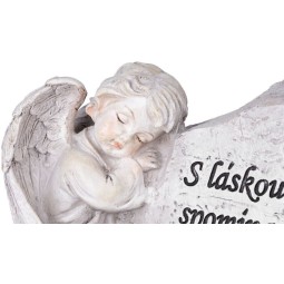 Napelemes sírdísz MagicHome angyal kereszttel 20,5 × 11 × 11 cm, poliresin