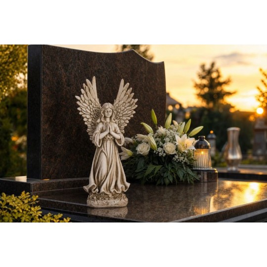 Sírdekoráció MagicHome Imádkozó angyal 36 cm, poliresin