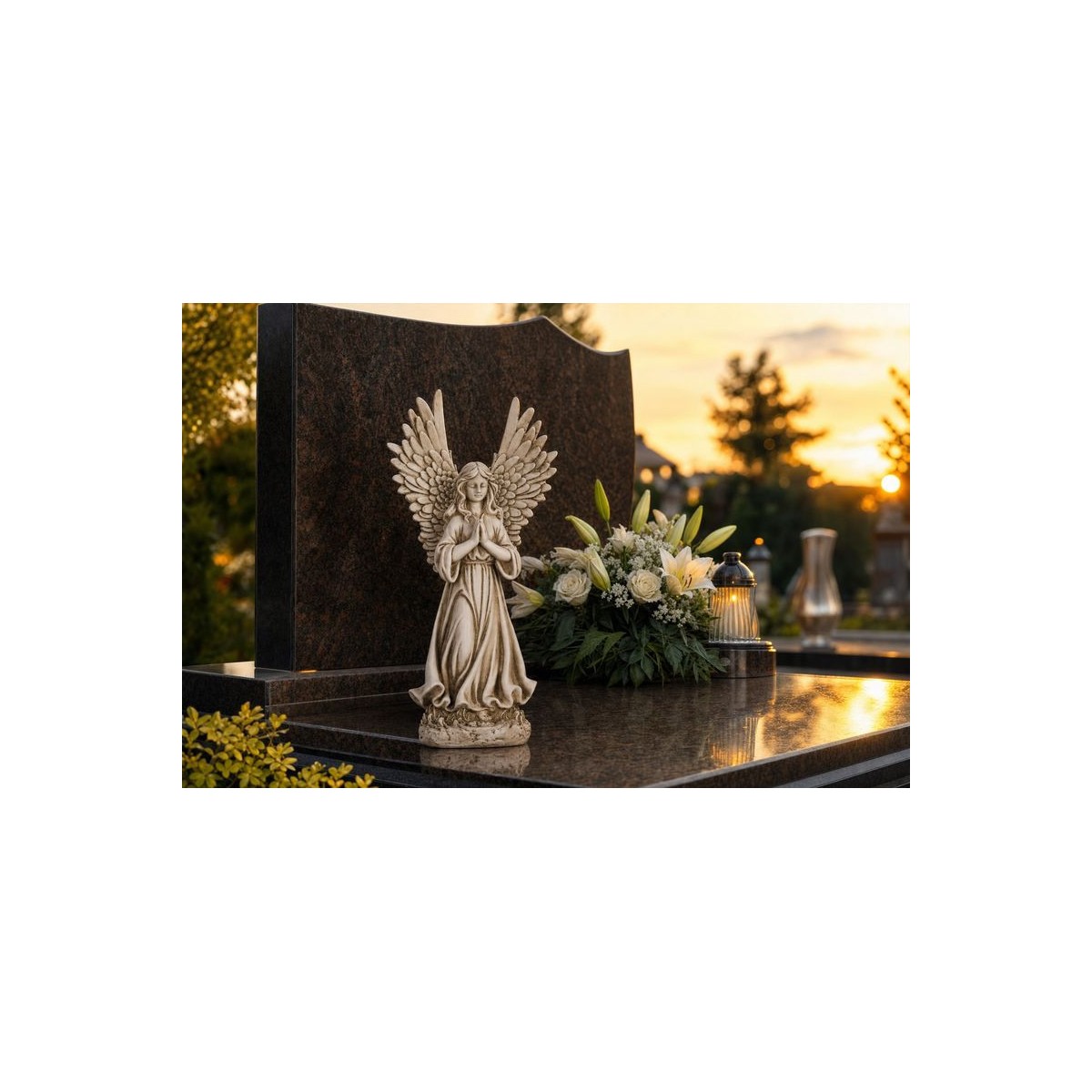 Sírdekoráció MagicHome Imádkozó angyal 36 cm, poliresin