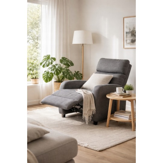 Kinyitható szövet relaxfotel - sötétszürke