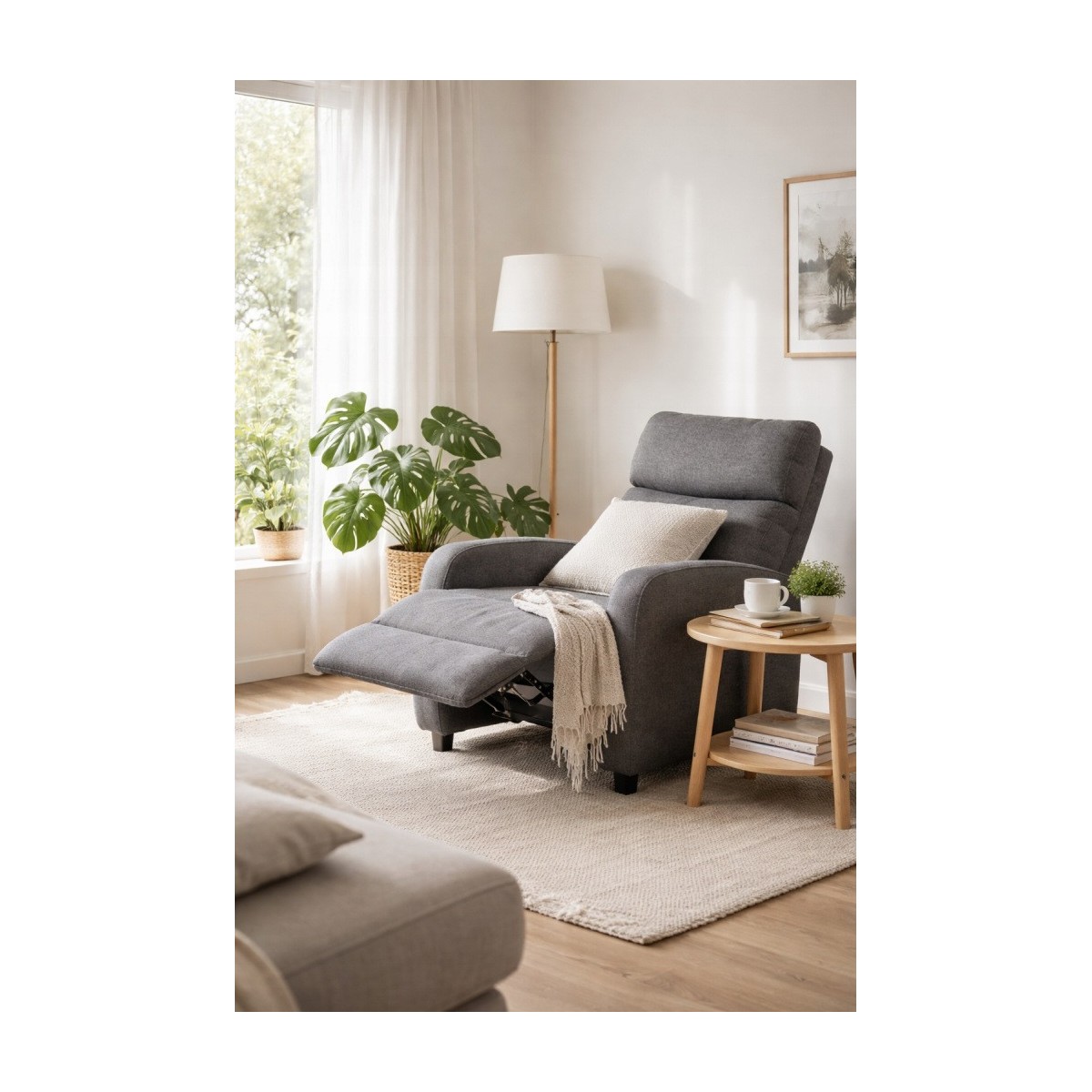 Kinyitható szövet relaxfotel - sötétszürke