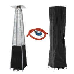 Gázüzemű teraszfűtő 13 kW, 227 cm, fekete