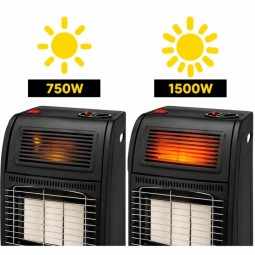 Gáz- és elektromos 2 az 1-ben fűtő 4200 W + 1500 W ventilátorral, fekete