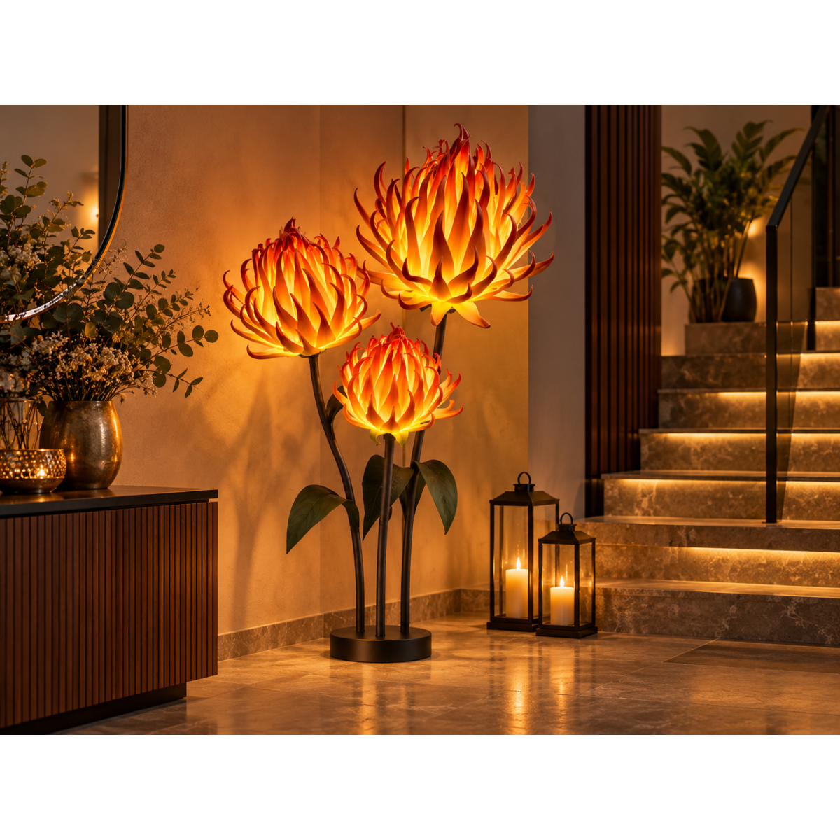 LED virágdísz Articsóka 1,5 m - 3 virág