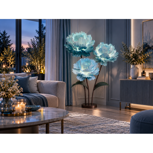 LED virágdísz bazsarózsa 1,5 m - 3 virág