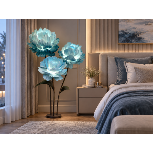 LED virágdísz bazsarózsa 1,5 m - 3 virág