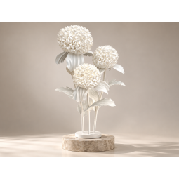 LED 3D virágdekoráció Krizantém 1,5 m - 3 fehér virág