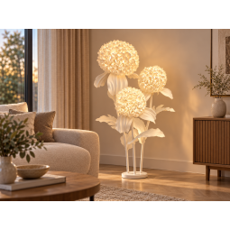 LED 3D virágdekoráció Krizantém 1,5 m - 3 fehér virág