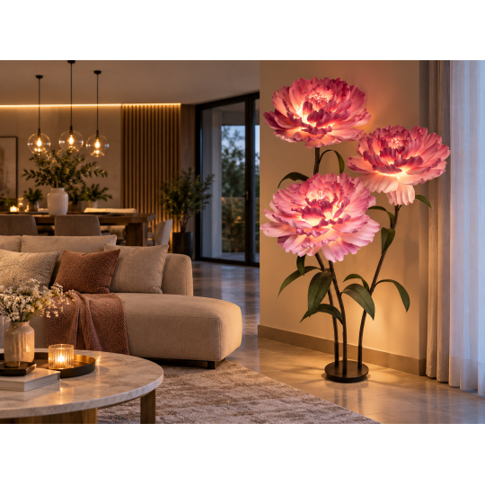 LED virágdísz Bazsarózsa 2,1 m - 3 virág
