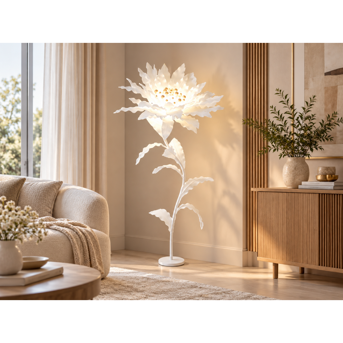 LED virágdísz Csillagvirág 1,5 m, fehér