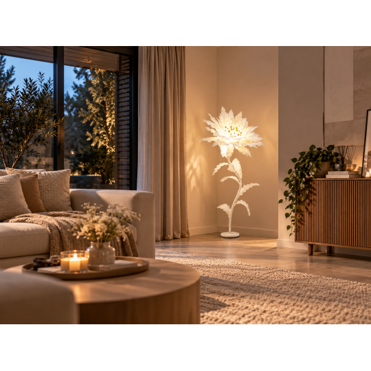 LED virágdísz Csillagvirág 1,5 m, fehér