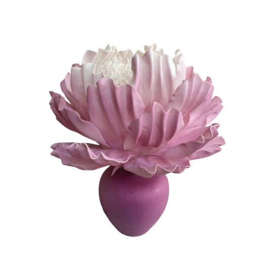 LED virágdekoráció Bazsarózsa cserépben 45 × 35 cm