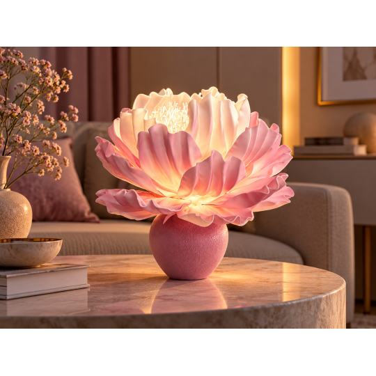 LED virágdekoráció Bazsarózsa cserépben 45 × 35 cm