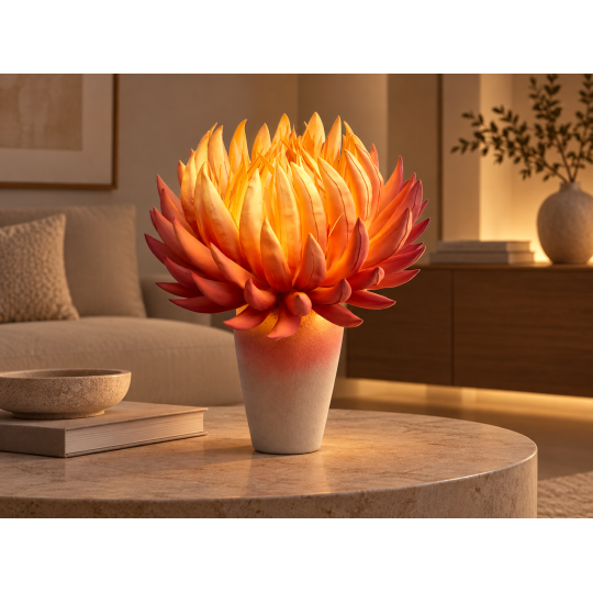 LED virágdekoráció Tüzes virág cserépben 65 × 40 cm