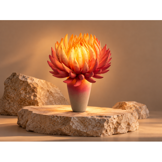 LED virágdekoráció Tüzes virág cserépben 65 × 40 cm