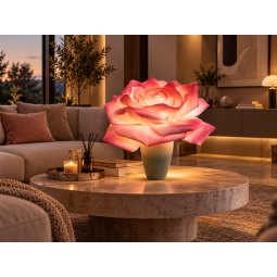 LED virágdekoráció Rózsa cserépben 65 × 50 cm