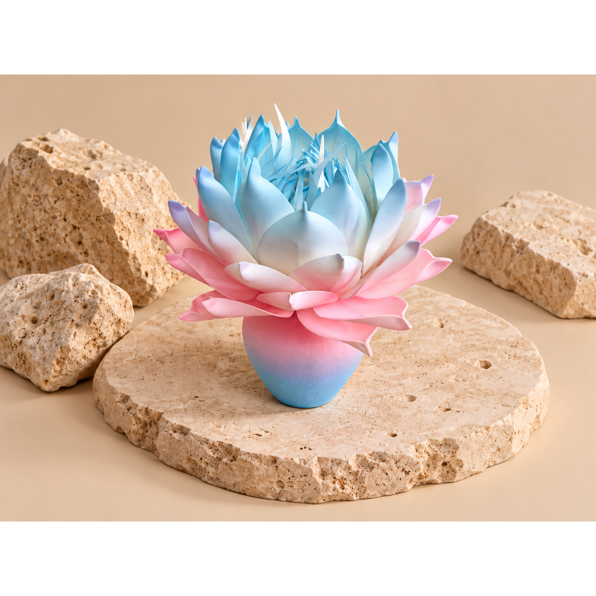 LED virágdísz Magnólia cserépben 55 × 35 cm