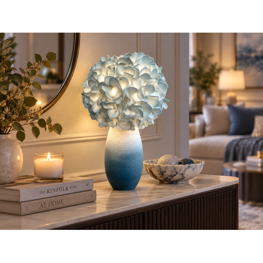 LED virágdekoráció hortenzia cserépben 50 × 25 cm