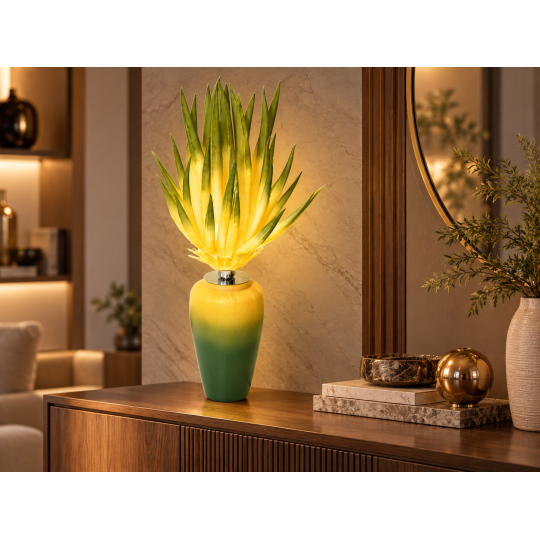 LED dekoráció Aloe vera virágcserépben 80 × 40 cm