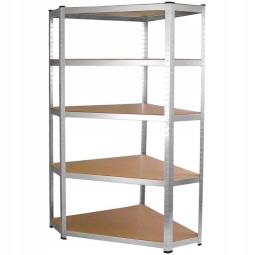 Kiváló minőségű fém sarokállvány 180x90x30 cm, polconként 175 kg teherbírással.