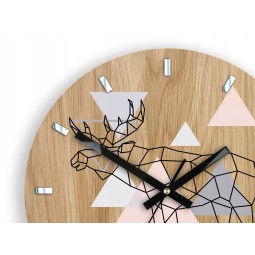 Minőségi GEOMETRIKUS ÓRA - JÁVORSZARVAS tölgyfából 33 cm