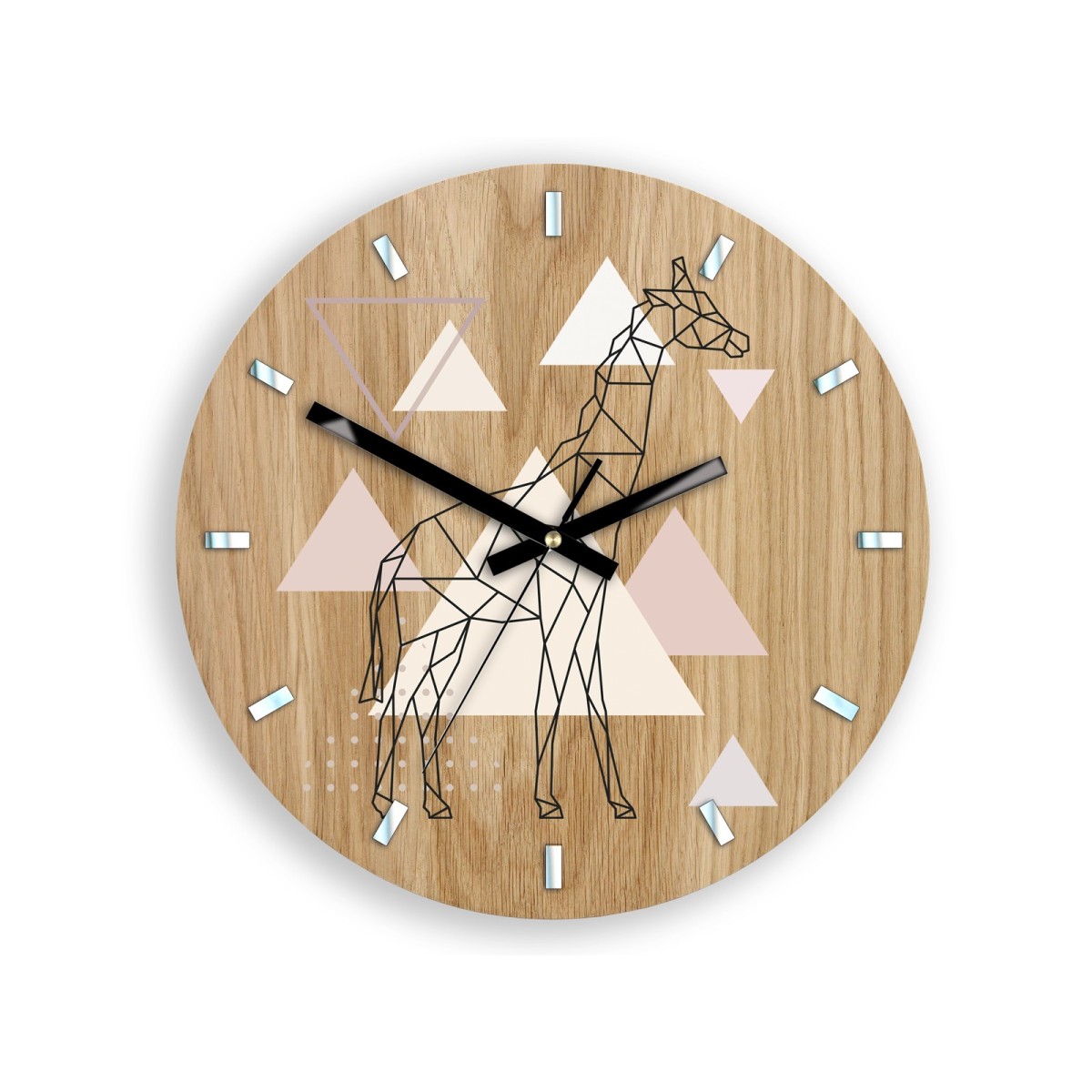 Minőségi GEOMETRIKUS ÓRA - ZSIRÁF tölgyfából 33 cm