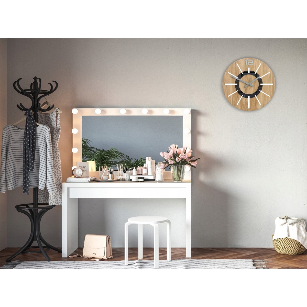 Minőségi NORDIC 3D tölgyfából készült óra 33 cm