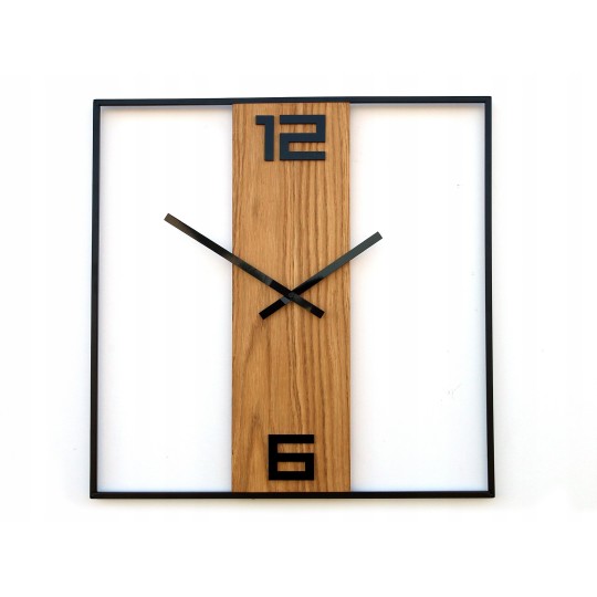 Fém- és fa retro falióra, tölgy, 49 cm