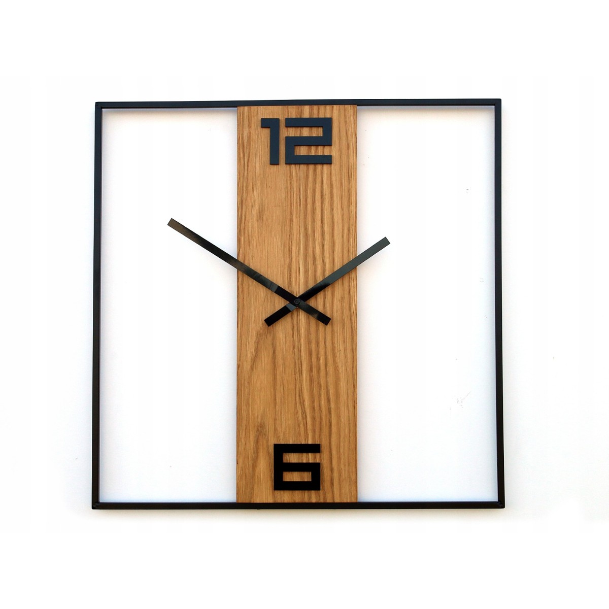 Fém- és fa retro falióra, tölgy, 49 cm