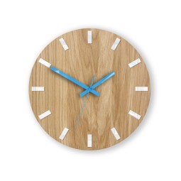 Modern tölgyfa óra SIMPLE - fehér/kék 33cm